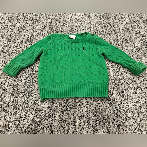 Ralph Lauren toddlers Green Cable Knit Sweater - Picture 1 of 3